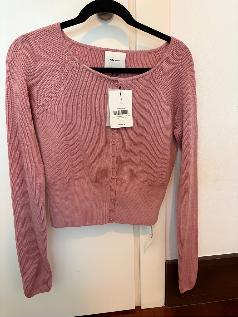NWT Reformation Merino Cardigan in Dusty Rose - Picture 2 of 5